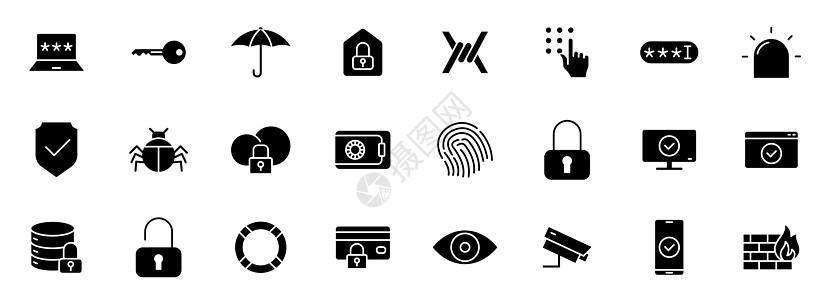 用于网络 移动应用程序 ui 设计和打印的安全图标   info plain status眼睛钥匙瓢虫界面技术警告标识密码情况挂图片