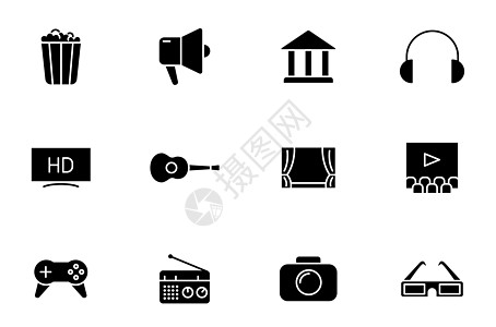 用于网络 移动应用程序 ui 设计和打印的娱乐图标   info plain status游戏字形水池卡片商业音乐标识麦克风电脑图片