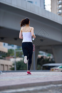 妇女清晨慢跑城市赛跑者运动员身体女孩公园活动跑步娱乐成人图片