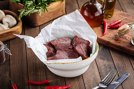 一碗干马肉开胃菜美食营养食物美味餐厅桌子小吃背景烹饪图片