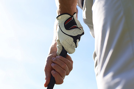 高尔夫球手穿着高尔夫球杆运动手套爱好玩家游戏闲暇手指俱乐部皮革衬衫图片