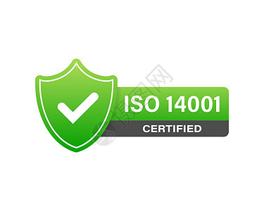 ISO 14001 认证徽章 图标 证书印章 平面设计矢量 病媒库存图示图片