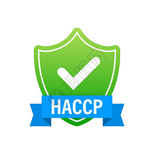 HACCP - 带有奖项或记号的危害分析关键控制点图标图片