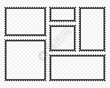 邮票模板 空白的矩形和平方邮戳邮件邮资邮寄边界信封收藏卡片边缘贴纸标签图片