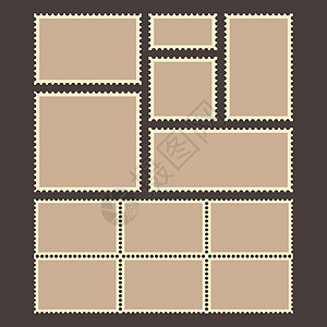 邮票模板 空白的矩形和平方邮戳明信片邮寄卡片邮资框架邮件边缘送货正方形收藏图片