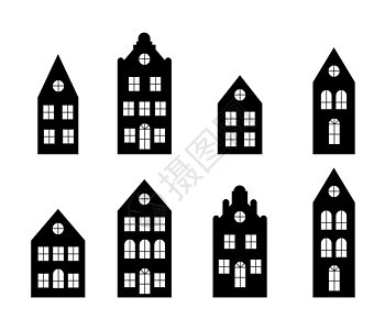 切割阿姆斯特丹风格的房屋 荷兰一系列典型杜奇运河风景的轮廓 旧建筑物的固定面孔 d 古建筑景观房子城市旅行旅游建筑建筑学艺术激光图片