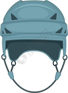 灰色冰球头盔 前视镜 用于保护头部在曲棍球比赛中不受伤害的钢盔 体育设备 白色背景的矢量插图被孤立图片
