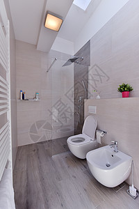 豪华的时尚式厕所室内地面浴室龙头风格内阁瓷砖洗手间淋浴财产制品图片
