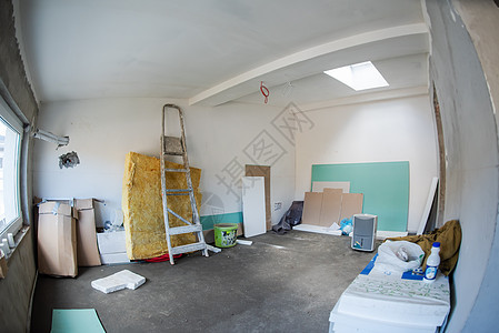 有白色干墙的建筑工地内面空气石膏板完全地天花板维修风格建筑学住宅房间工作图片
