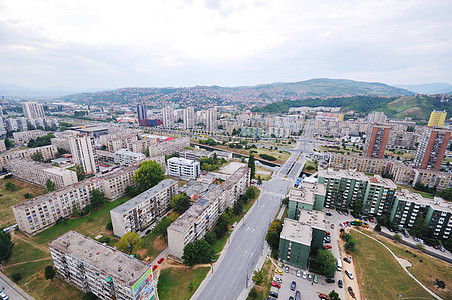 萨拉耶沃市风景鸟瞰图建筑物城市旅行街道中心全景天际天空眼睛图片