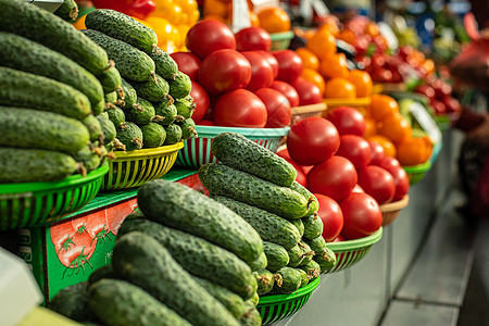 新鲜蔬菜正在市场上销售 (a) 食品图片