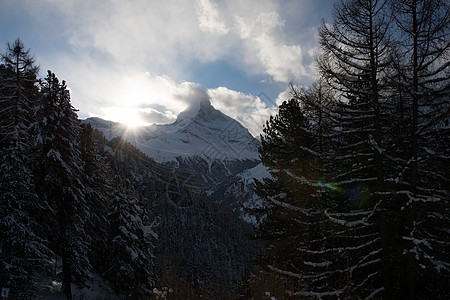 泽尔马特斯维兹兰首脑滑雪假期森林远足全景高山顶峰岩石日落图片