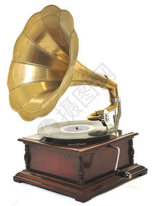 古老的喇叭乡愁木头盒子大师留声机磁盘黄铜历史技术娱乐图片