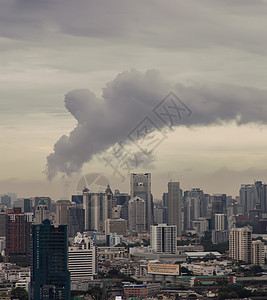 曼谷大都市的橙色和蓝色天空有云彩 在日出或日落的景象中闪烁着美丽的全景地标天际地平线摩天大楼城市景观旅游办公室住宅建筑学图片