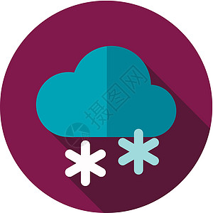 带雪平面图标的云 气象 天气电脑季节按钮预报蓝色数据天空插图背景图片