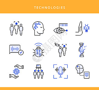 语音输入未来技术的一行图标集设计图片