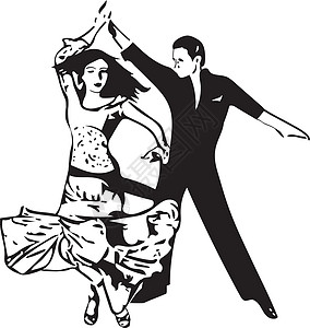 拉丁美洲舞蹈一对插图拉丁运动探戈舞蹈家夫妻演员绘画姿势热情现代舞图片