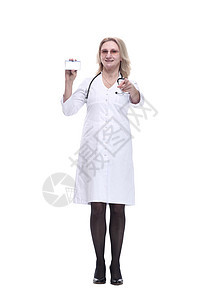 合格的医生 有一个数字平板电脑来扶助你专家卫生长袍互联网护理人员跨步医疗药物治疗师成人背景图片