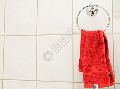 红毛巾建筑学清洁洗澡房间家具面布瓷砖私人温泉材料图片