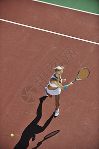 青年女子打网球玩家运动活动游戏女士闲暇橙子女性比赛服务图片