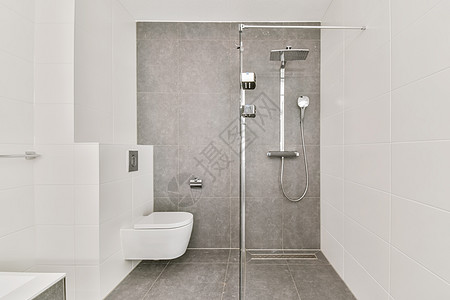 现代洗手间 有灰色瓦式地板龙头房间公寓财富风格奢华房地产淋浴房子装饰图片