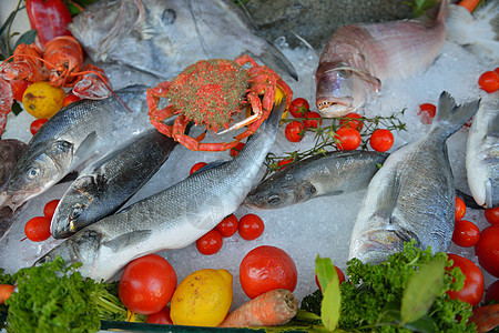 冰上海食美食海鲜钓鱼鲈鱼营养鱼片海洋午餐柠檬螃蟹图片