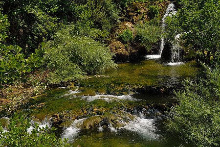 瀑瀑天堂公园旅行植物环境森林石头溪流风景木头瀑布图片