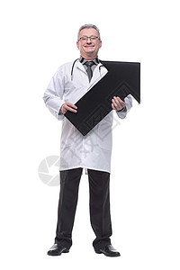 持有向右指黑箭的成熟医生外套剂量药品卫生工作室成人指挥工作领带男人图片