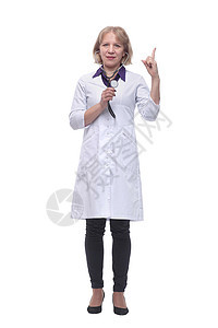 一名女医生 有听诊器 在白色背景上与世隔绝顾问从业者医师治疗医院工人职员药品女性女士图片