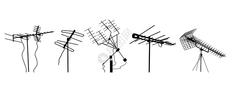 电视天线图标设置隔离在白色背景信号插图建筑金属宋体力量屋顶电话发射机卡通片图片