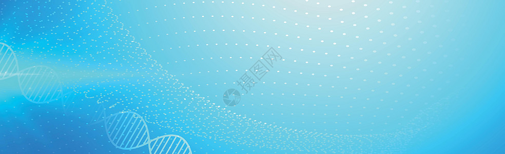 - 以带点的蓝色背景-矢量表示的DNA曲线白线图片