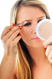 眼眉眉美容治疗温泉沙龙皮肤女孩工具头发女士刷子宏观美丽图片