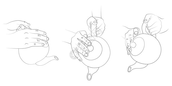 茶壶矢量素描组的茶壶 来自不同面的茶壶图片