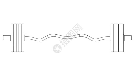 黑线运动栏的轮廓 在白色背景上隔离 前视图 矢量插图图片