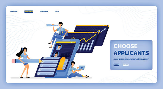 从符合公司价值的求职者中选择申请人的矢量插图 设计可用于登陆页面 网页 网站 移动应用程序 海报 传单 ui ux图片