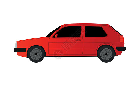 白色背景的红色高尔夫轿车-矢量图片