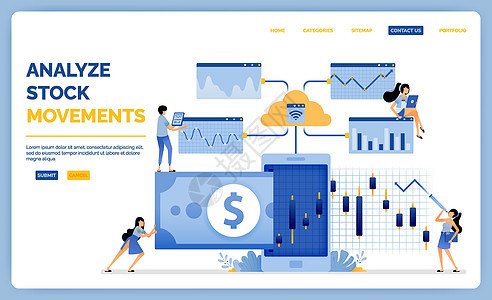 设计连接到人工智能云以分析股价走势的应用程序 矢量插图可用于登陆页面 网页 网站 移动应用程序 海报 传单 ui ux图片
