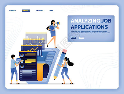分析和研究求职者表格空缺的矢量插图由求职者提交 设计可用于登陆页面 网页 网站 移动应用程序 海报 传单 ui ux图片