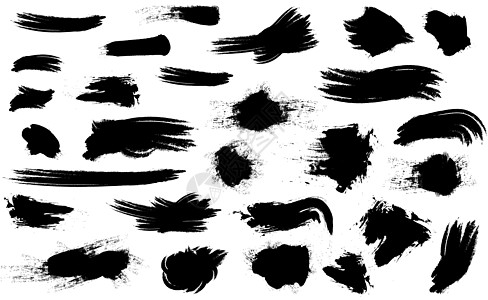 白色背景上不同的黑涂黑划线  矢量绘画边界收藏笔触染料中风横幅飞溅艺术墨水图片