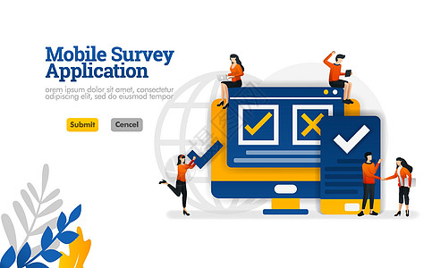 选择同意和不同意调查矢量插图概念的移动调查应用程序可用于登陆页面 模板 ui ux 网络 移动应用程序 海报 横幅 网站图片