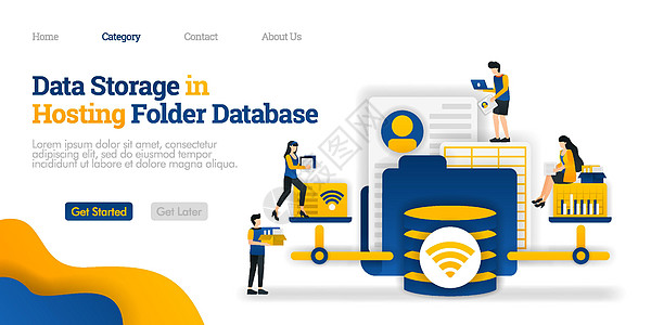 托管数据库文件夹中的数据存储 打开和更改托管文件夹中的各种文件 矢量平面插图概念 可用于登陆页面 模板 网页 主页 海报 横幅 图片