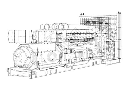 大型工业用柴油发电机力量草图机械柴油机燃料发电站蓝图电压工厂气体图片