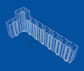 多层楼建筑的电线框架模型设计师项目工程公寓文档建筑师3d店铺建造插图背景图片