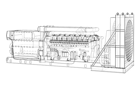 大型工业用柴油发电机气体发生器蓝图柴油机发动机电气电压机器工厂引擎图片