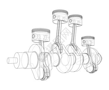 带有活塞大纲的发动机曲柄式力量运动中风驾驶凸轮车辆机械齿轮曲轴曲柄图片