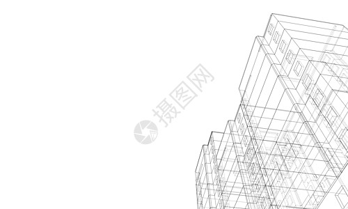 多层楼建筑的电线框架模型草图技术工程3d原理图公寓线条建筑学办公室房子图片