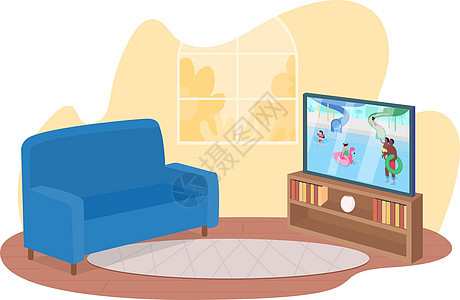 客厅家具 2D 矢量孤立插图背景图片