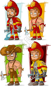 身着制服字符矢量套装的卡通消防员图片