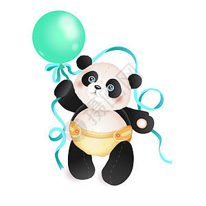 带着气球的熊猫宝宝图片