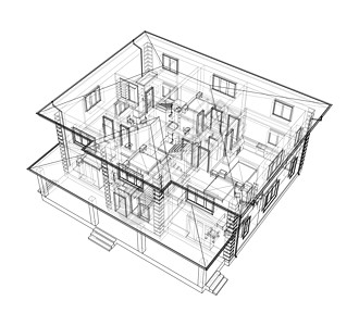 室内外 内有可见的内部元素计算机印刷线条技术小屋项目蓝图住宅插图工程图片